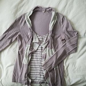 Moth from Anthropologie Lilac and Oatmeal Cardigan
